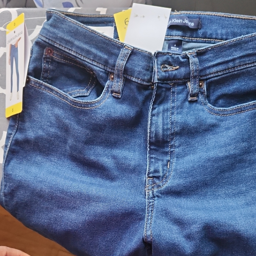 Calvin Klein Womens Hi Rise Skinny Blue Jeans